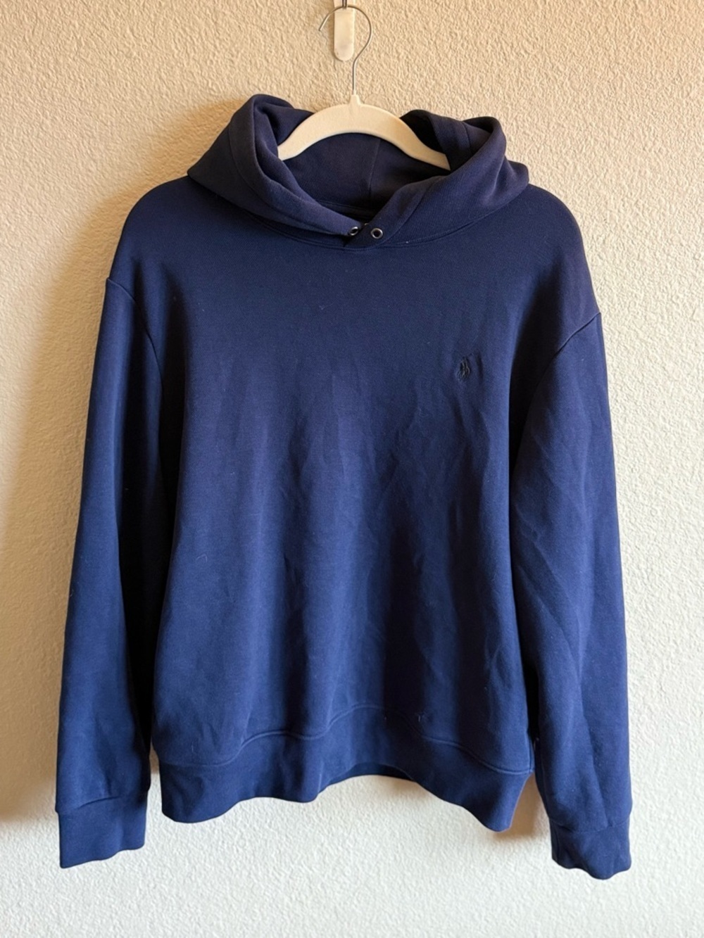 Polo Ralph Lauren Men's Navy Blue Hoodie Double Knit Casual Luxury Size Large